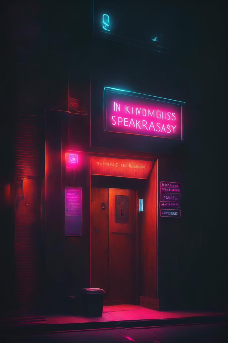 00089-3317400571-_lora_Neon Night_1_Neon Night - a hidden speakeasy with an unmarked entrance and a glowing neon password sign.png